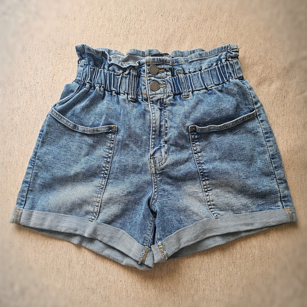 Blue Age Womens Paperbag High Waist Denim Shorts - Medium